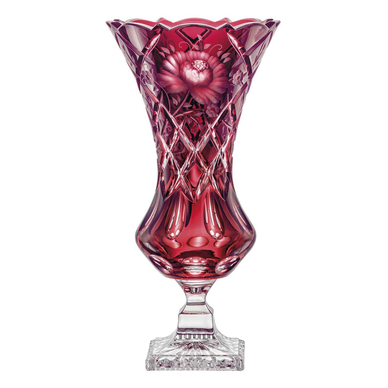 Vase Kristall Sunrose rubin (34 cm)