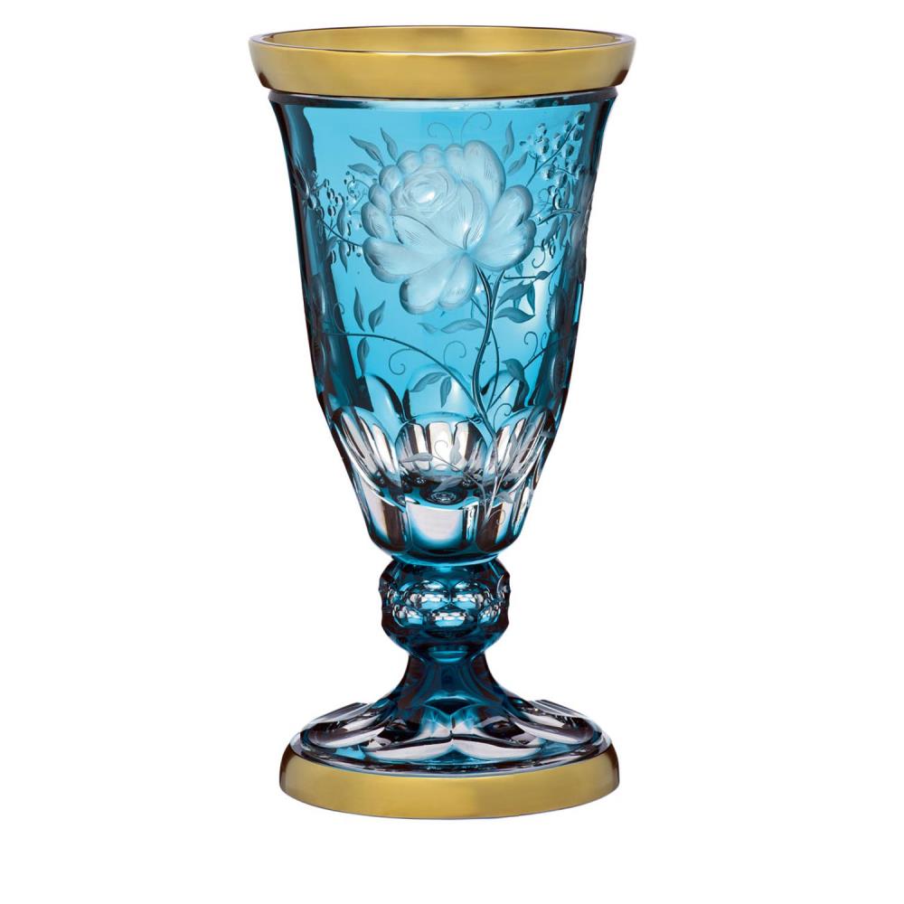 Vase Kristallglas Primerose Gold azur (40 cm) 2.Wahl