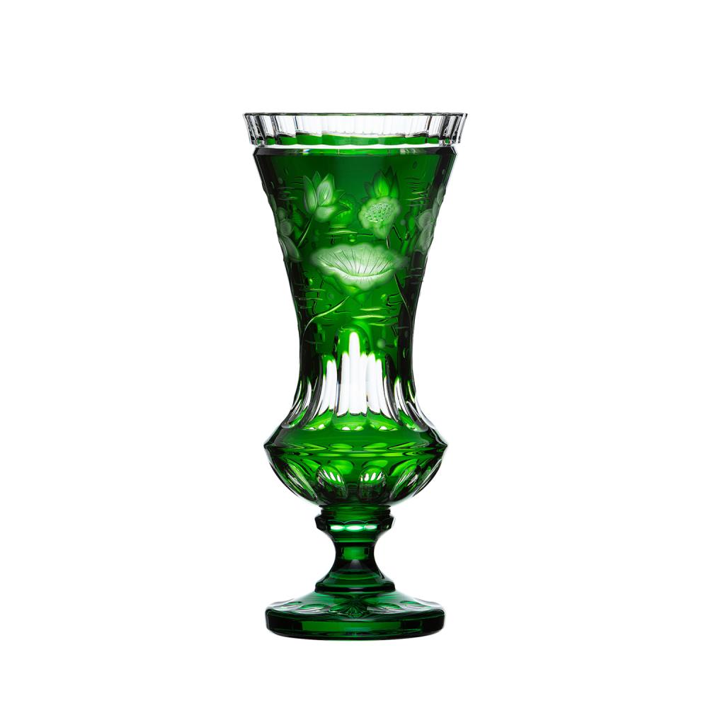 Vase Kristall Lotus smaragd (42 cm)