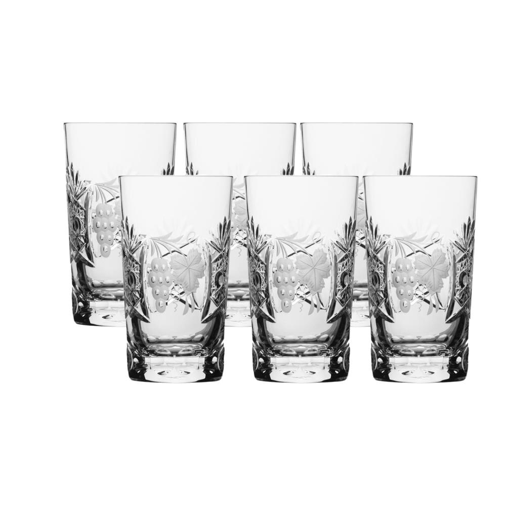 Set of 6 water glasses crystal grape clear (13.5 cm)
