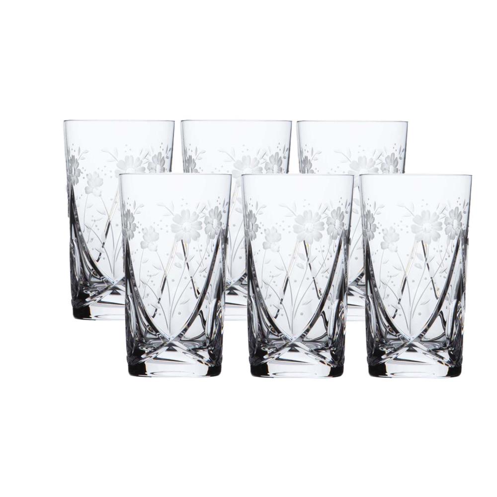 6er-Set Wasserglas Kristall Romantik clear (13,5 cm)