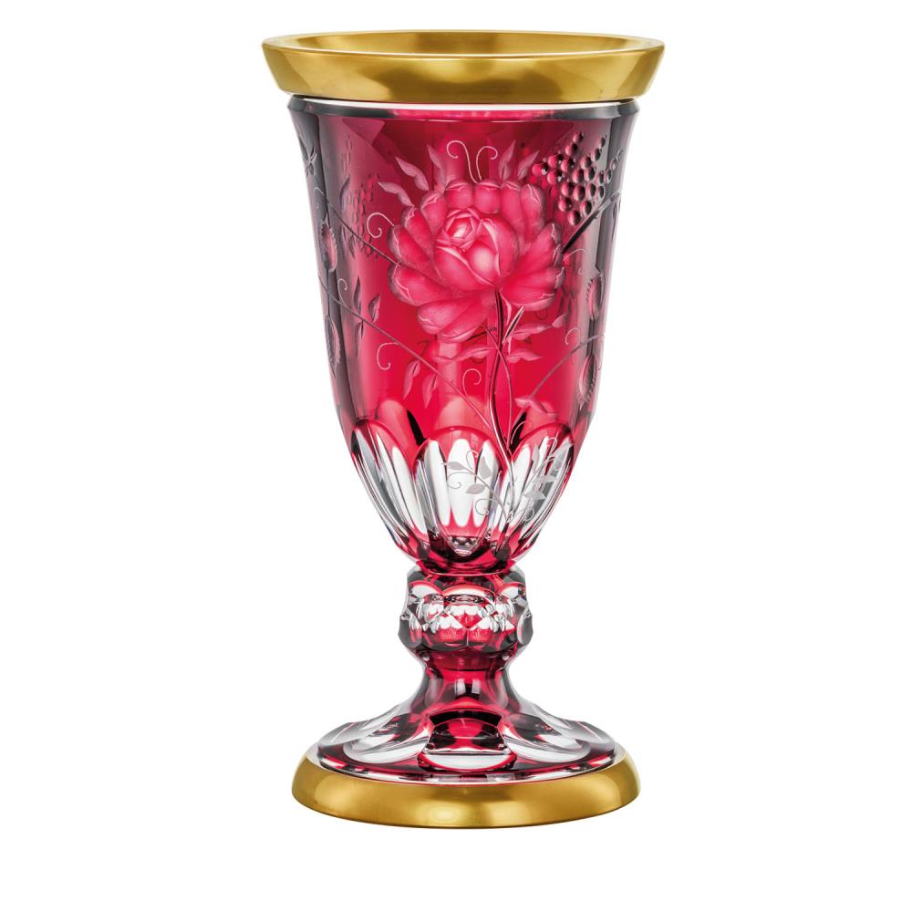 Vase Kristall Primerose Gold rubin (40 cm) 2.Wahl