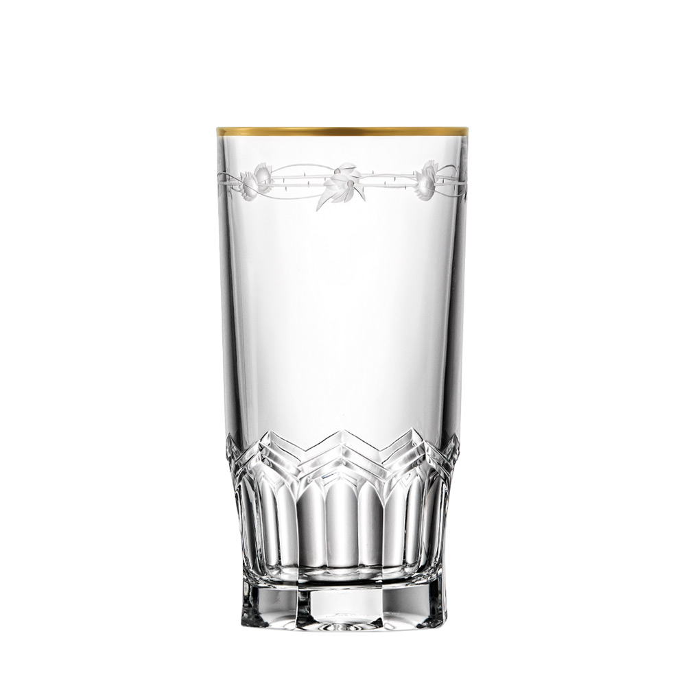 Longdrinkglas Kristallglas Lilly gold (14 cm)