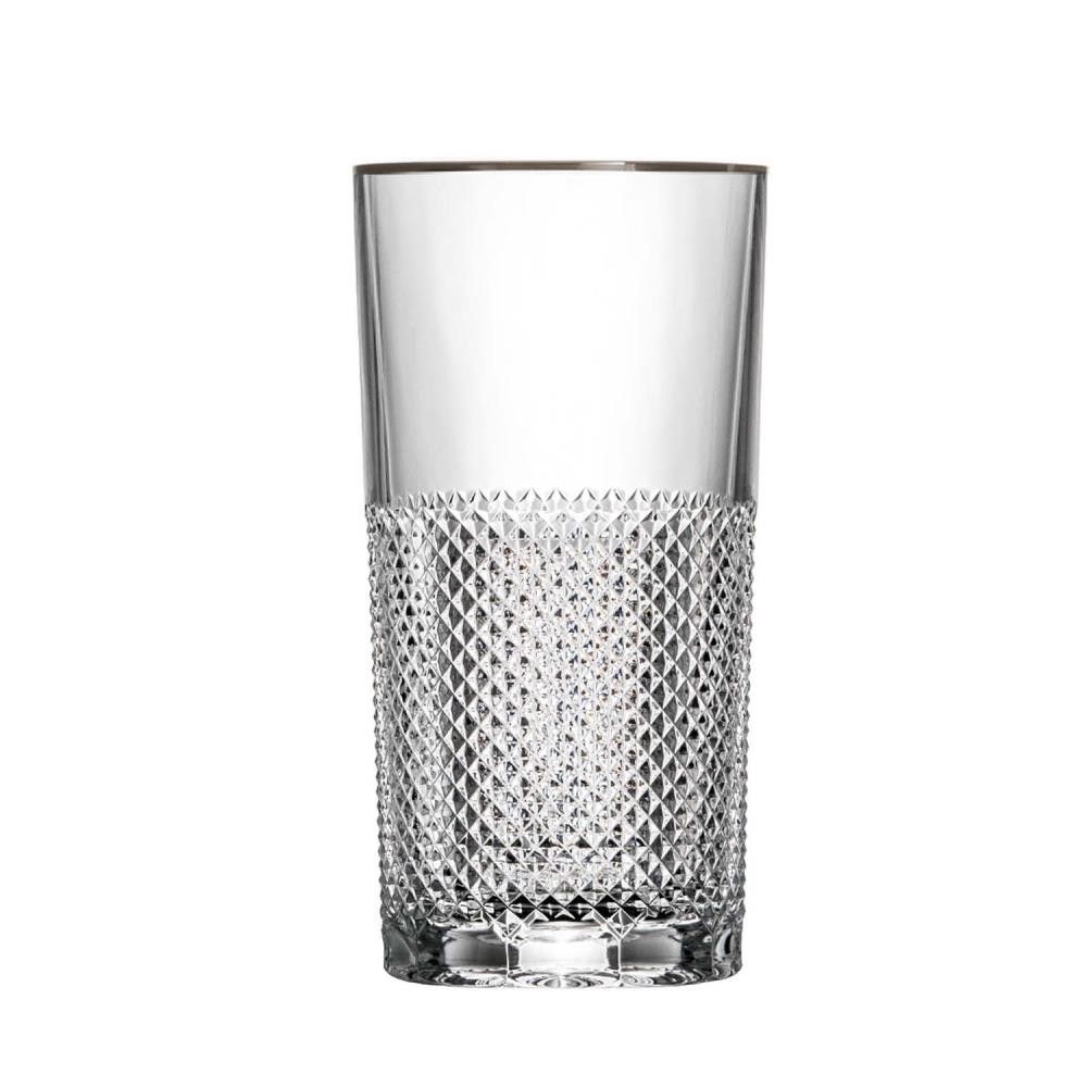 Longdrink glass crystal Oxford Platinum rim clear (13,5 cm)