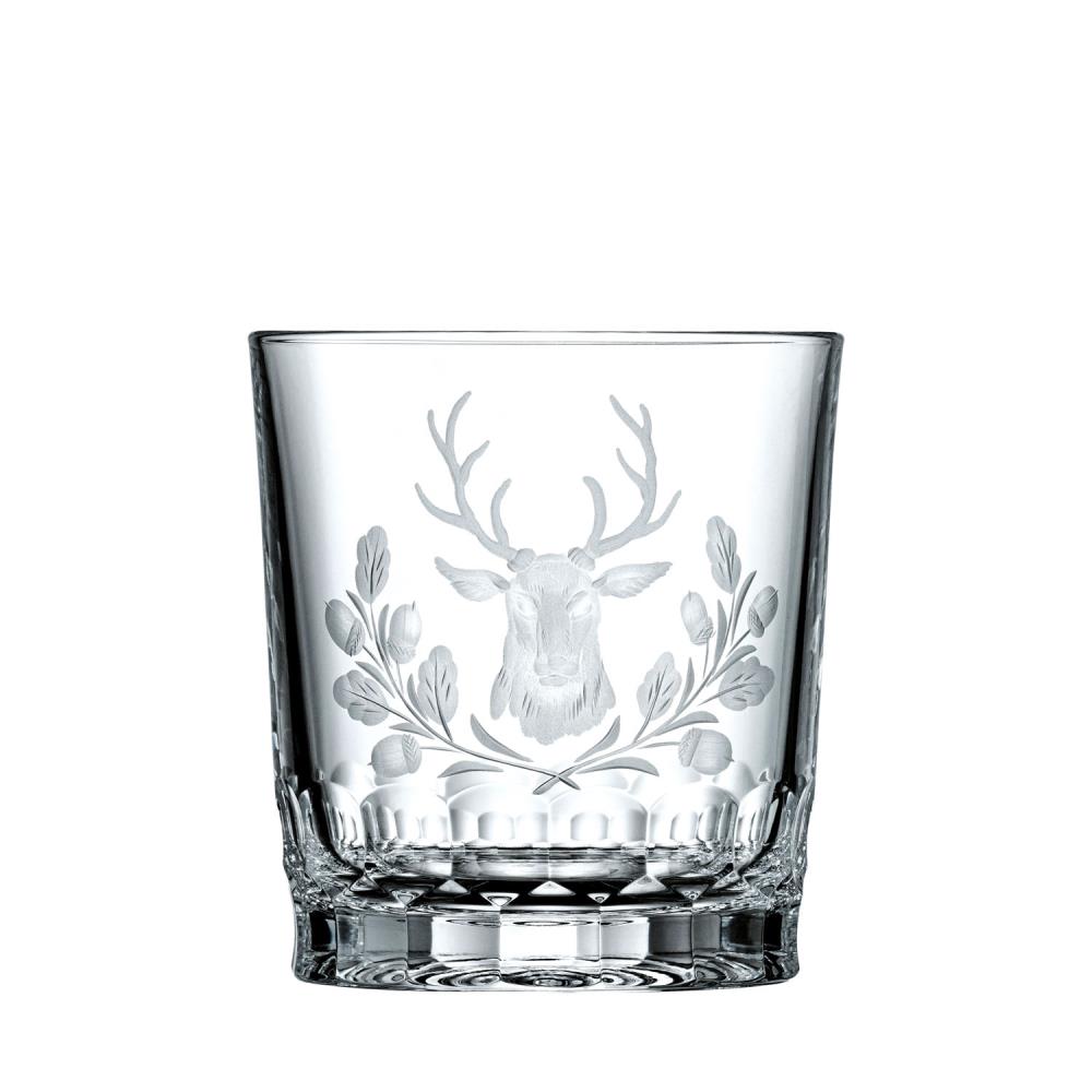 Whiskyglas Kristall Hirschkopf klar (9,3 cm)