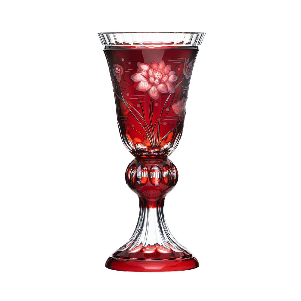 Vase Kristallglas Lotus rubin (26 cm)