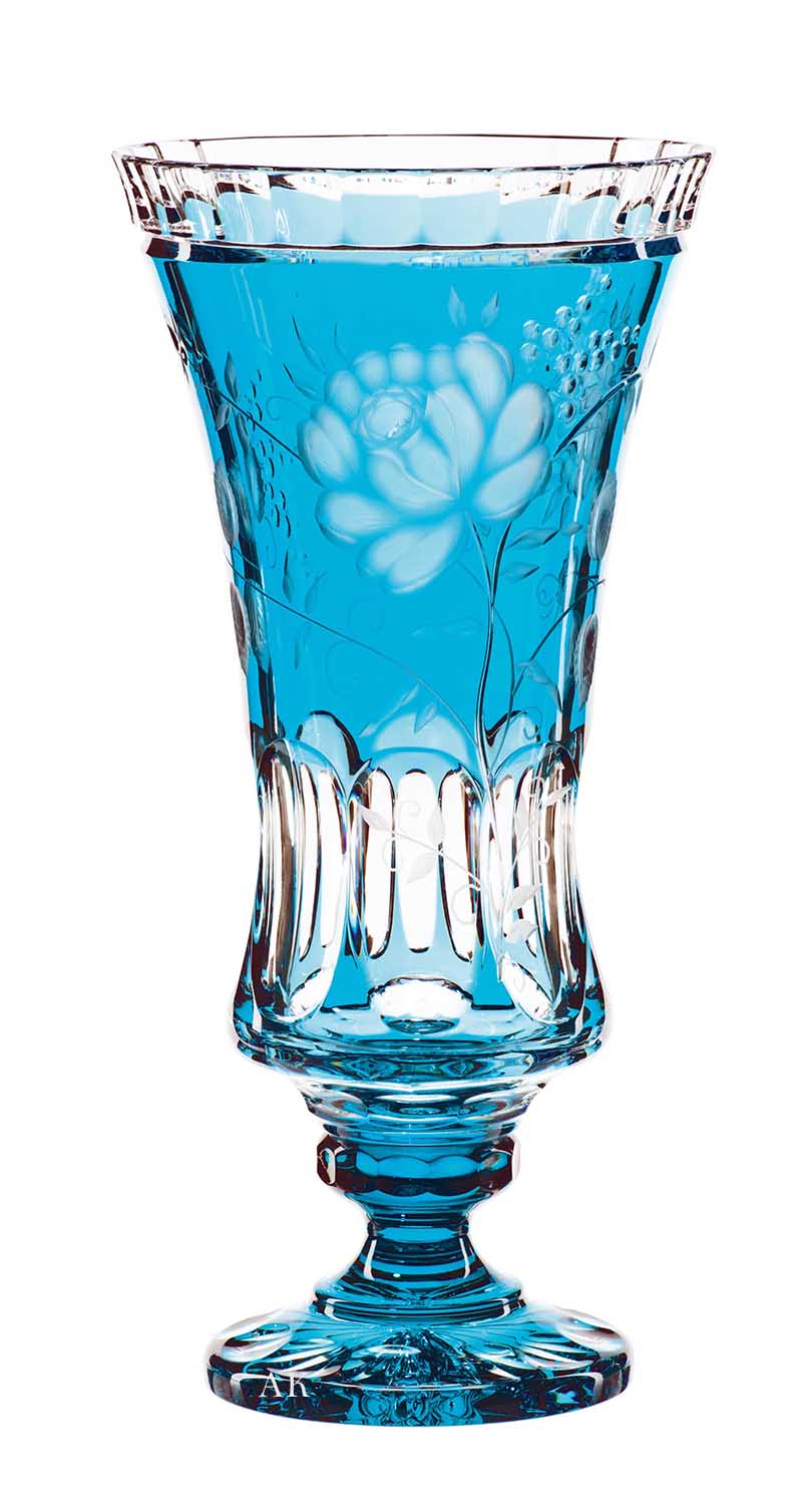Vase Kristall Primerose azur (43 cm)