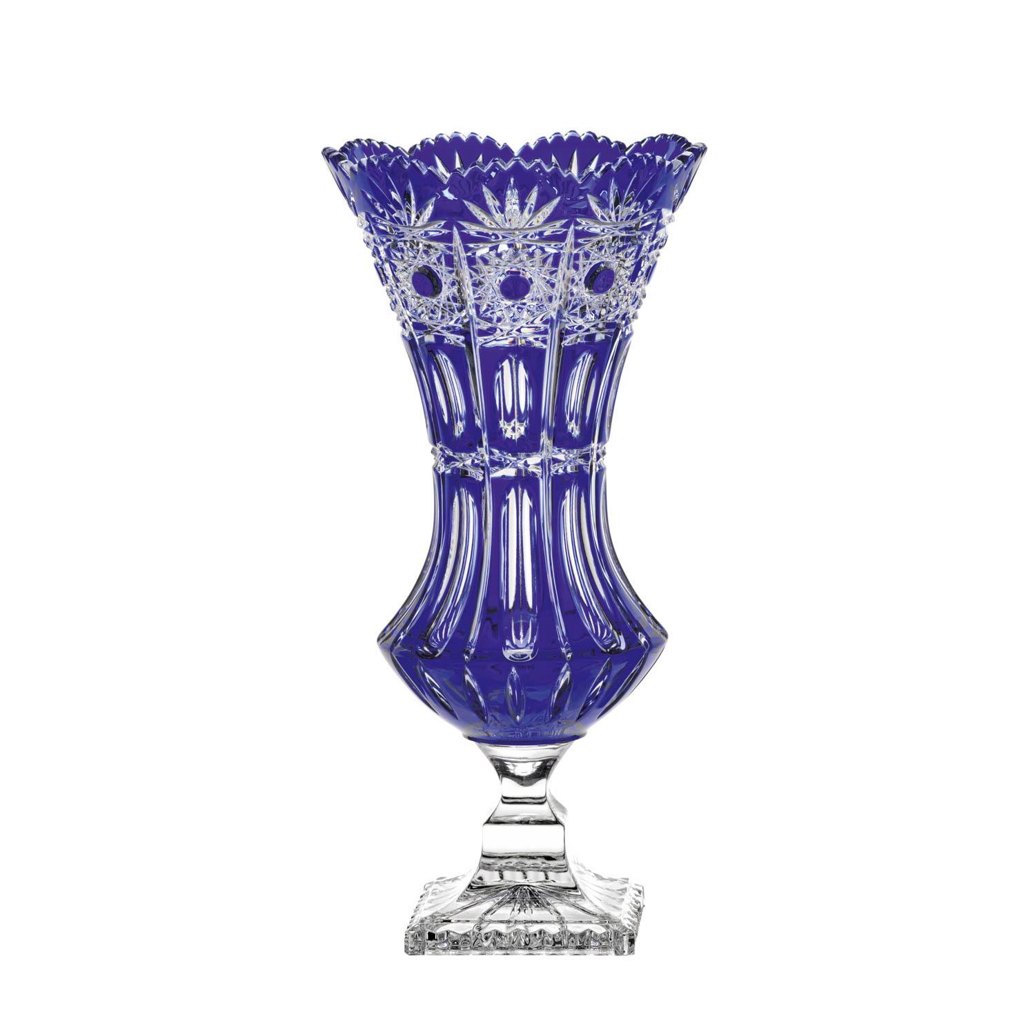 Vase crystal glass Dresden cobalt (34 cm)