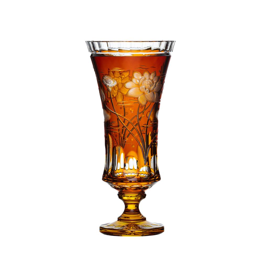 Vase Kristallglas Lotus amber bernstein (43cm)