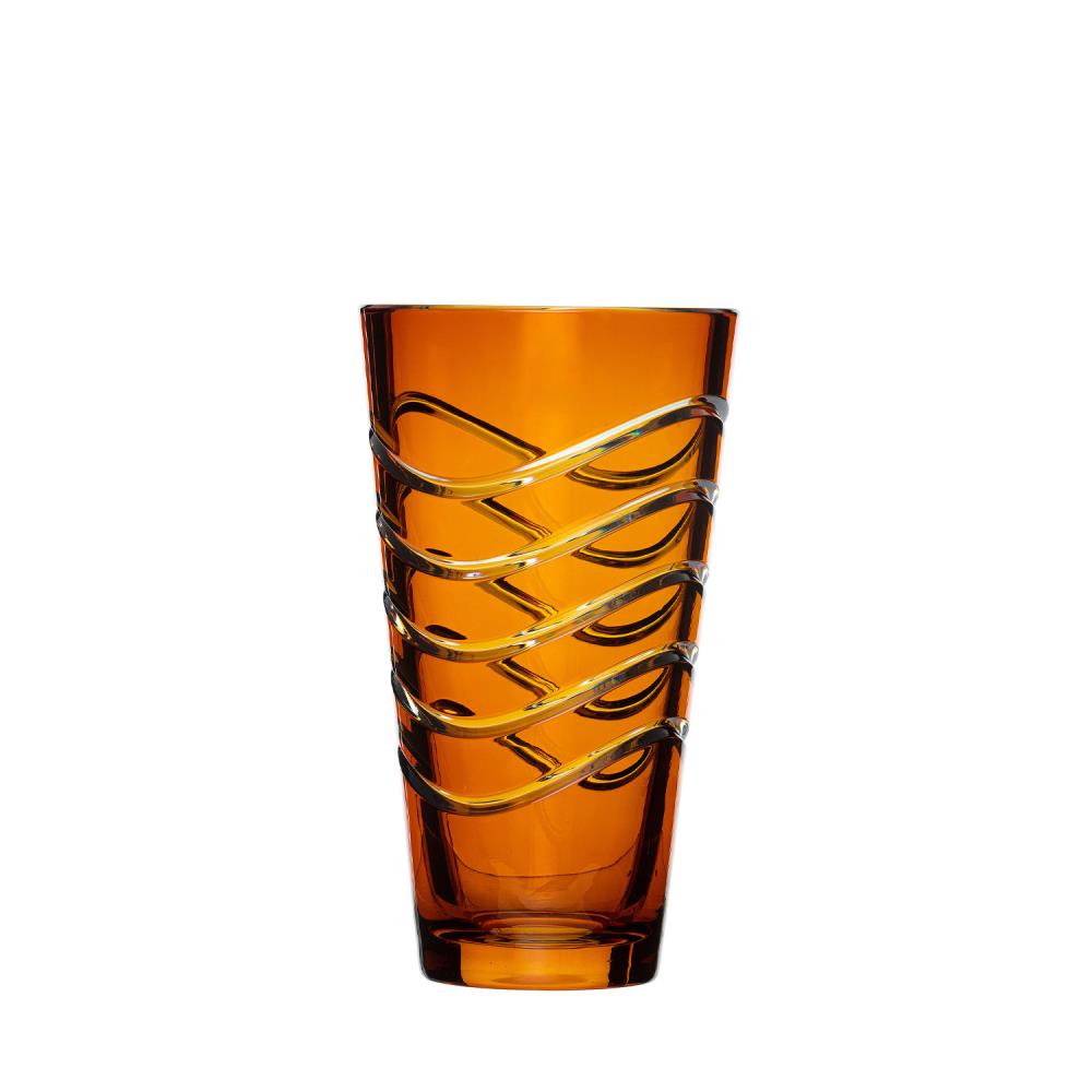 Vase Kristall Wave amber (18 cm)