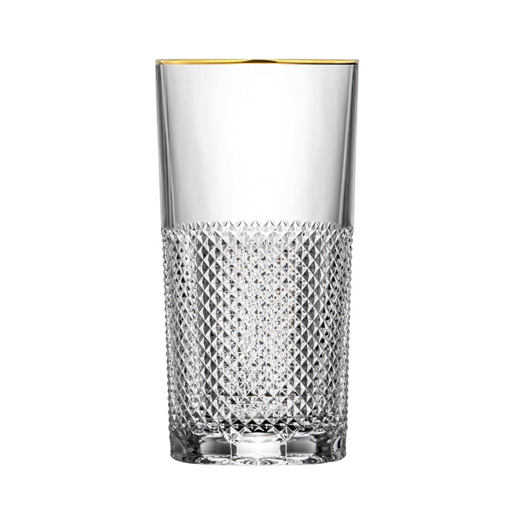 Longdrink glass crystal Oxford Gold rim clear (13,5 cm)