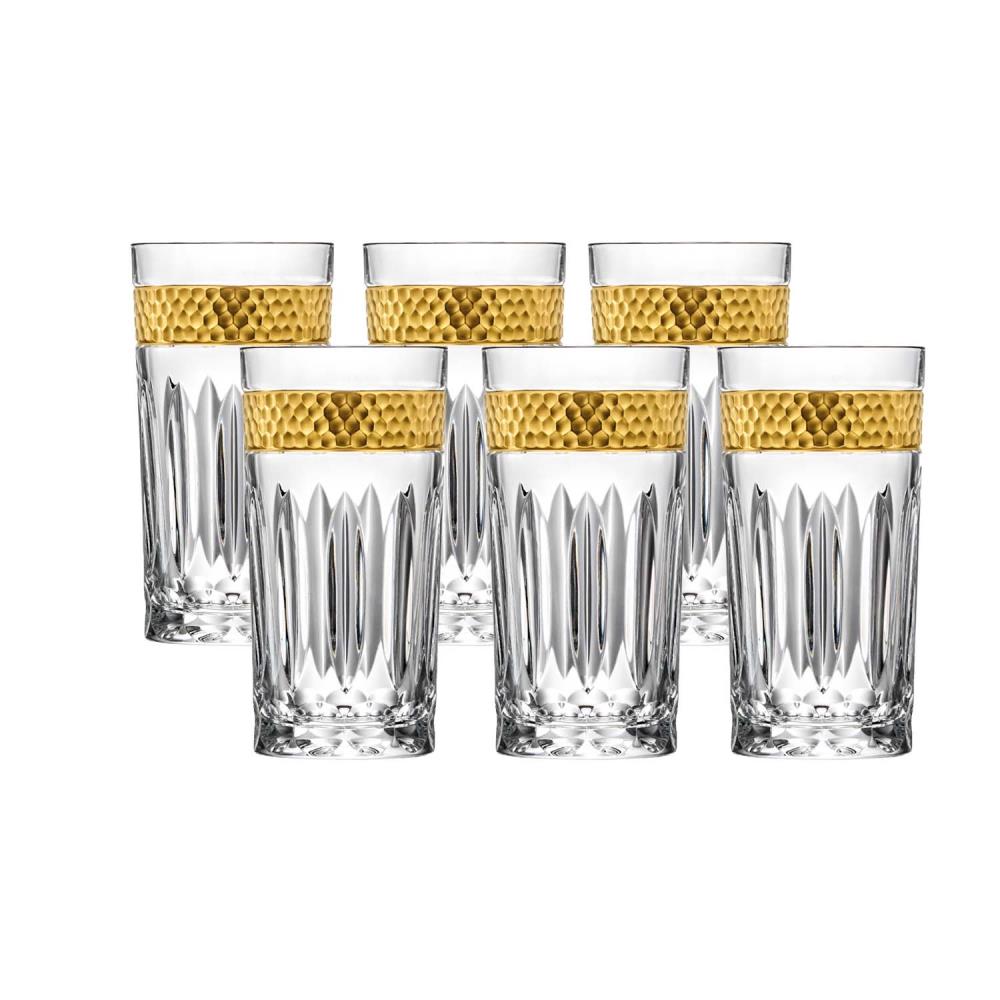 6 pcs. water glasses crystal Bloom Gold (14 cm)